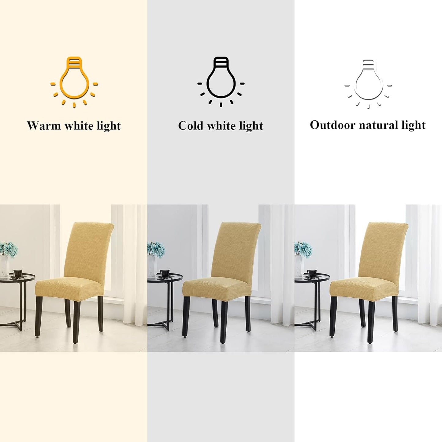 Joccun Chair Covers for Dining Room Set of 6,Dining Chair Slipcovers Stretch Dining Room Chair Covers Seat Protector,Washable Parsons Chair Cover for Home,Banquet(Parmesan,6 Pack)