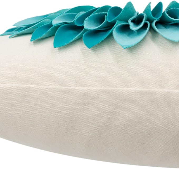 OiseauVoler 3D Sunflower Throw Pillow Cover Decorative Handmade Pillowcases for Couch Farmhouse Living Room Decoration 18x18 Inch Teal Blue