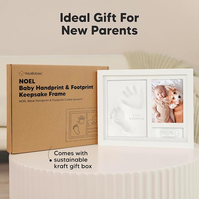 KeaBabies Baby Sonogram Picture Frame and Baby Footprint Kit - Modern Ultrasound Frame For Mom To Be - Baby Hand and Footprint Kit, Keepsake Frame Kits