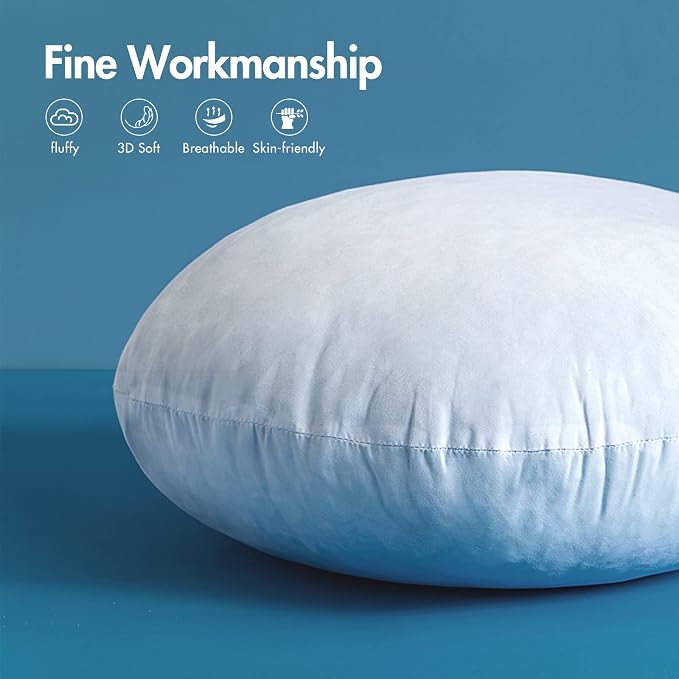 MIULEE 14 Inch Round Pillow Insert, Floor Pillow Memory Foam Circular Cushion Decorative Throw Pillow Stuffer Lumbar Sham Forms for Couch Bed Sofa Meditation
