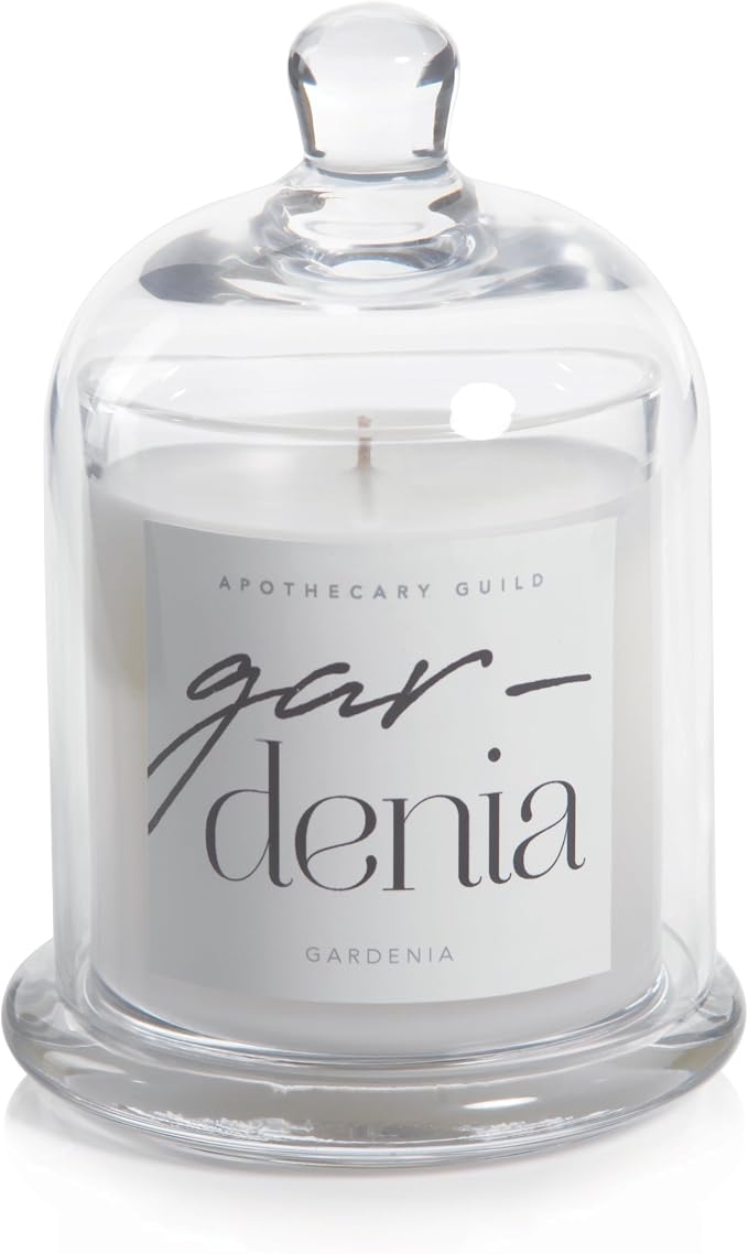 Zodax Apothecary Guild Scented Jar Candle with Glass Cloche, 10.19 oz - Gardenia