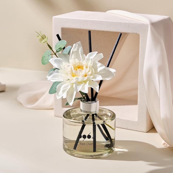396 st. Dahlia Flower Reed Diffuser, White Musk, 200ml(6.7oz) / Reed Diffuser Sets, Home Fragrance, Scented Oils, Home & Bathroom Décor