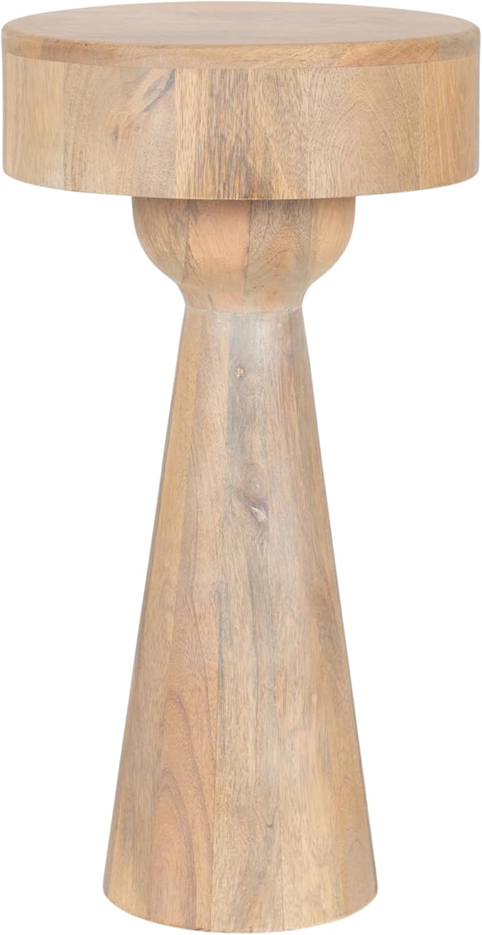 Kate and Laurel Solbrett Transitional Sophisticated Round Side Table, 12 x 12 x 22, Light Natural, Sculptural Living Room End Table with Unique Pedestal Table Design for Use as Bedroom Nightstand