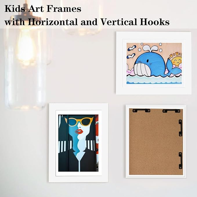 Kids Art Frames 8.5x11, 4-Pack Front Opening Changeable Picture Frames for Kids Artwork, Holds 150 Pieces Each, Artwork Storage and Wall Display Frame for Drawings, Portfolio, White