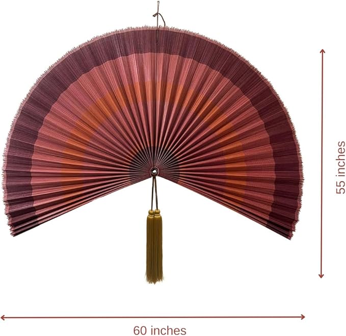 Fan Wall Decor,Japanese Chinese Walls Fan Décor, Boho Hanging Headboard,Decorative Folding Fans For Over Bed Decorations (Redpink 48inch)