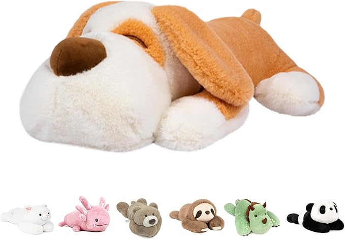 Niuniu Daddy Weighted Dog Stuffed Animal for Kids & Adults, 18" | 3lb Weighted Plushies Pillow for Sleeping and Calming, Cute Lying Plush Toy Large Huggable Gift for Everyday Comfort