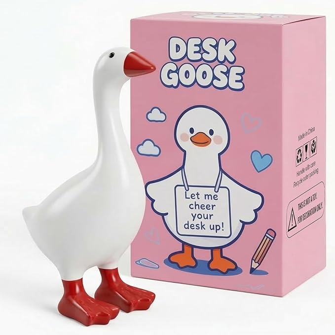 Desk Goose 7 inch, Mini Desktop Goose Statue for Office Home Decor