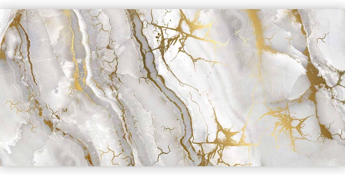 artgeist Wall Mural Marble Stone 216x98 in - XXL Non-Woven Corner Wallpaper Fleece Angle Wall Decor Photo Print Picture Image Design Modern White f-C-10015-a-a