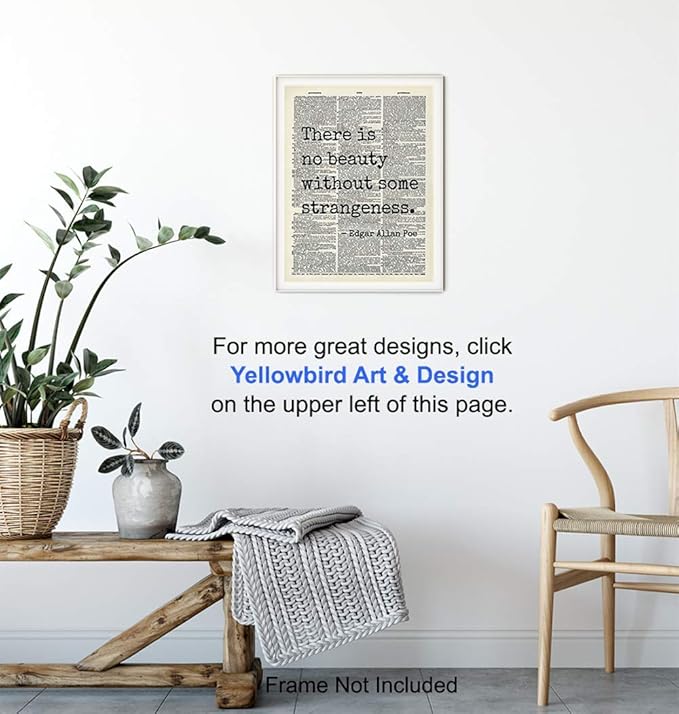 Edgar Allan Poe Quote 8x10 Dictionary Art Wall Decor Picture - Upcycled Vintage Retro Decoration for Home, Office, Apartment, Living Room, Bedroom, Bathroom - Gift for Poetry Fans