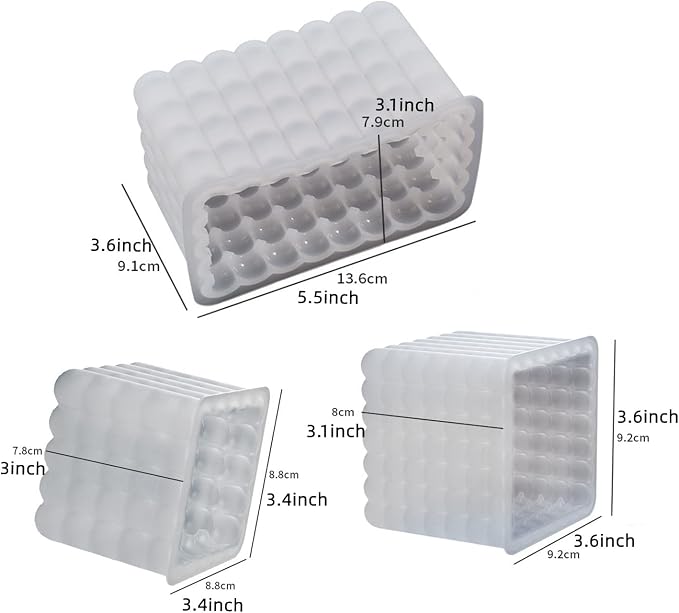 3pcs 3D Bubble Cube Candle Molds, Silicone Bubble Mold for Soy Wax Candle Making, Soap, Chocolate, Mousse, Dessert, Resin Art