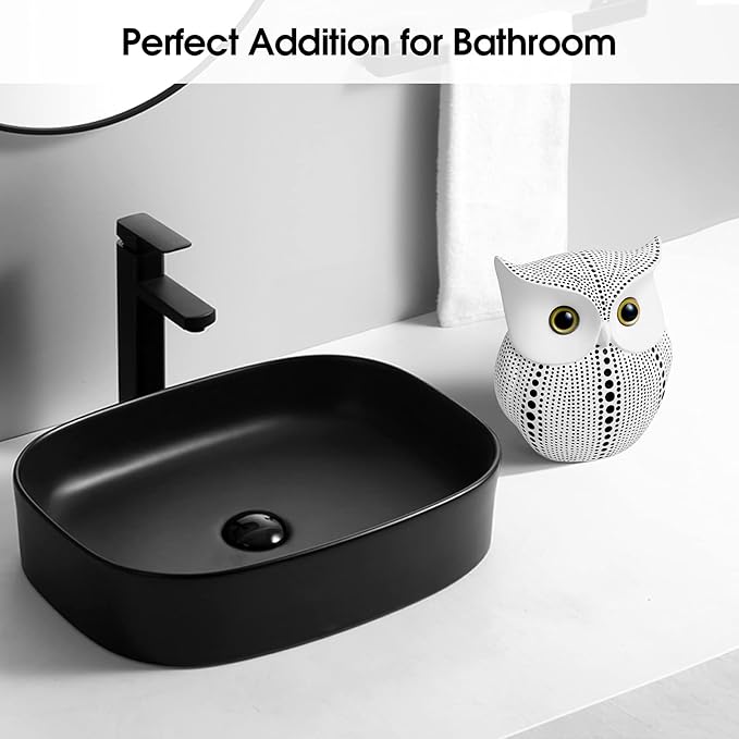 APPS2Car Owl Statue for Home Decor Accents Office Decoration, Handmade Polka Dots Buhos Modern Bird Figurine for Indoor Book Shelf Desktop Cabinet Fireplace Mantel Living Room Bedroom Ornament (White)