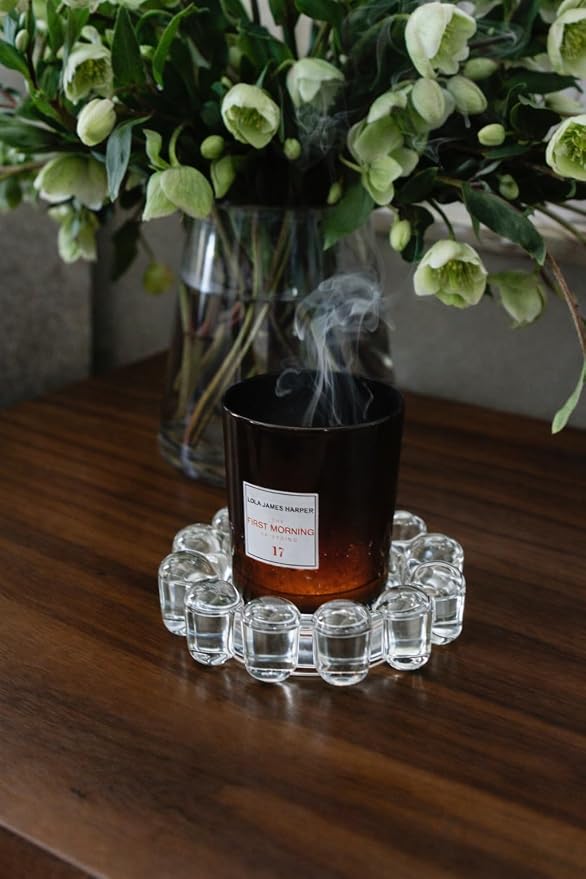 Original Bubble Candle Dish Small by Alice Lane – Clear Glass Decorative Candle Holder for Home Decor, Small Candles & Diffusers