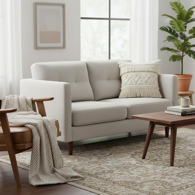 REDEARTH · Boho Textured Throw Pillow Cushion Covers - Woven Tufted Decorative Farmhouse Cases Set for Couch - Bed - Chair - Dining - Patio - Outdoor - 100% Cotton (18"x18" - Natural) Pack of 2