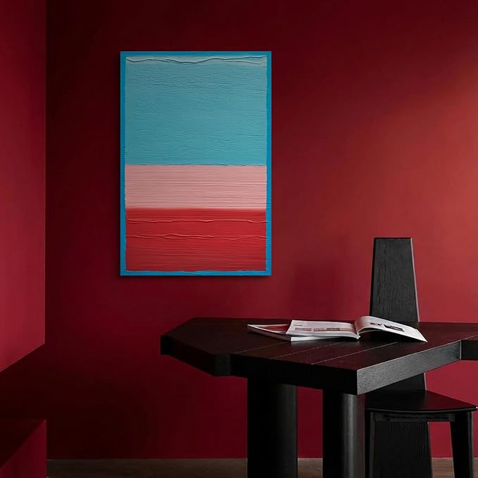 Modern Abstract Canvas Wall Art Minimalist Block Lines Oil Painting Artwork | Contemporary Hand-Painted Textured Wall Art for Living Room Bedroom Office, Colorful Original Wall Decor Ready to Hang 24x36"