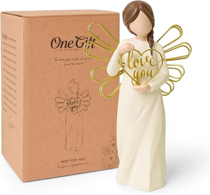 Love You Angel Figurines Gifts, Anniversary for Women, Heartfelt Home Décor Accent, Perfect Sentimental Gift to Girlfriend, Boyfriend, Wife, Husband, Sculpted Hand-Painted Figurine
