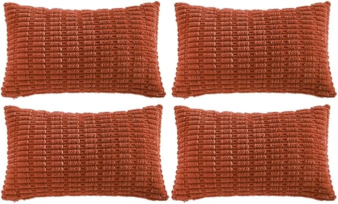 Fancy Homi 4 Packs Decorative Throw Pillow Covers for Living Room Couch Bed, Modern Farmhouse Boho Home Décor Accent Cushion Case, 24" x 16" (Pack of 4), Burnt Orange