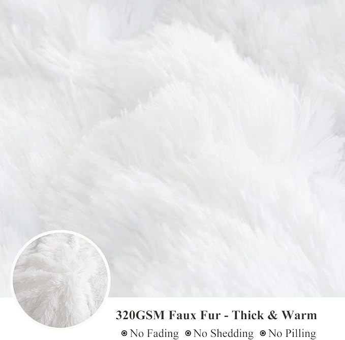 XeGe Plush Shaggy Duvet Cover Set, Luxury Ultra Soft Crystal Velvet Fluffy Bedding Sets 2 Pieces(1 Faux Fur Furry Comforter Cover + 1 Fuzzy Faux Fur Pillowcase), Zipper Closure(Twin, White)