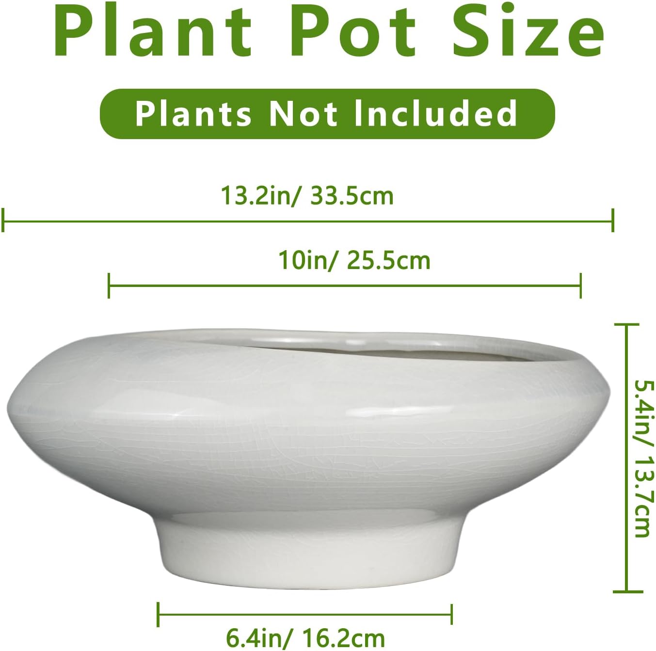 Bonsai Pots 13 Inch - Ceramic Succulent Pots with Drainage Hole Decorative Plant Pot Indoor Large Outdoor Planter Modern Flower Pot for Home Garden Office Room Decor Gray