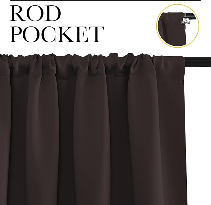NICETOWN RV Blackout Curtains for Camper Windows, Toffee Brown, 29" Wide by 40" Long, 2 PCs, Short Blackout Curtains & Drapes, Thermal Insulated Blackout Curtain Panels for Kids Room, Play Room