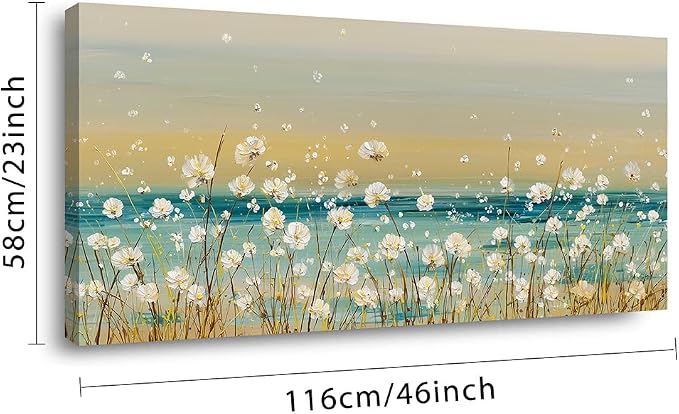 Ggaafet Wild Floret Wall Art for Living Room Canvas Oil Painting Prints Beautiful Flowers Floral Blooming Abstact Beach Art Deco Pretty Artwork Office Bedroom Family Dining Room Decor Large
