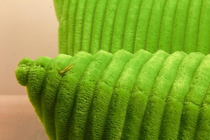 TangDepot Velvet Big Corduroy Pillow Covers 16x16 Apple Green 2-Pack | Soft wide-stripe corduroy pillow cover, hidden zipper, machine washable, easy refresh, for bedroom living room indoor outdoor