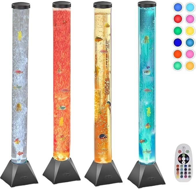 Sensory Bubble Tube Lamp with Floating Bubbles - Calming LED Water Light for Autism, ADHD, Anxiety Relief - Relaxing Night Light for Kids & Adults - Bedroom, Nursery, Living Room Mood Lighting Décor