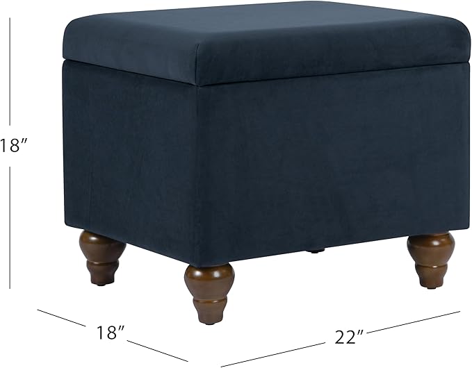 HomePop 22" Medium Rectangular Storage Ottoman - Blue Velvet