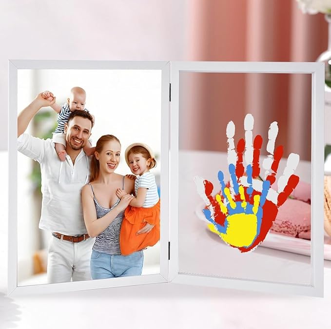 CHERRY CHEERS Family Handprint Kit with Picture Frame – DIY Hand Print Keepsake Gift for Parents & Kids, Handprint Craft for Family Memory Making & Home Decor (with Picture Frame)