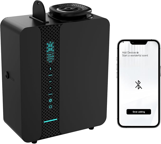 Waterless Diffuser Smart APP Control 2000 Sq.Ft Oil Level Monitoring | Diffusers for Home Smart LCD Touch, 200ML Essential Oil Diffuser for Large Room, Hotel, Office, Luxurious Metal