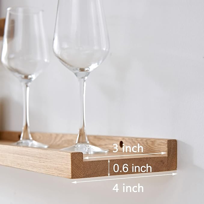Long Floating Shelf 48 Inch Natural Wood Shelves, Rustic Display Books Picture Ledge Shelf for Wall Mounted, Natural Solid Oak Wood Shelf, Easy to Install, Natural Color, 48 *4 *1.5 (1 Pack)