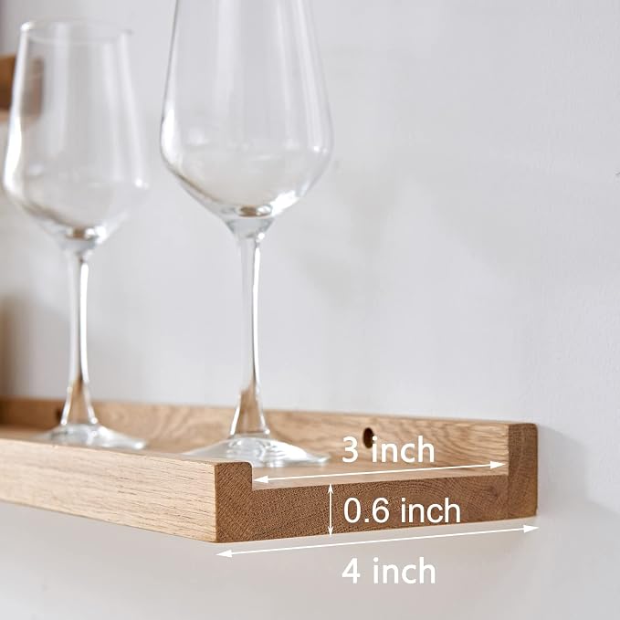 Floating Shelves Wall Mounted, 16 Inch Wall Shelves for Decor and Storage, Natural Solid Oak Wood Shelf, Picture Ledge for Bedroom/Bathroom/Living Room/Kitchen/Laundry Room, Natural Color | Premium 1-pack heavy duty natural wood shelf. Sturdy shelf for...