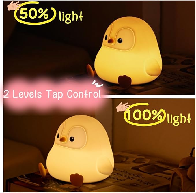 YR YRHH-PET Penguin Night Light for Kids, Squishy Rechargeable Penguin Lamp, Cute White Elephant Christmas Gifts, Dimmable Touch Penguins Nightlight, Boy Girl Baby Nursery Room College Animal Décor