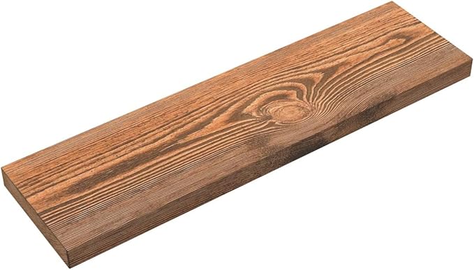 Solid Wood Floating Shelves for Wall 24 Inch Walnut, Wooden Bathroom Shelf | Real Wood, Wall Mounted, Rustic Farmhouse, Bedroom Kitchen Living Room, Walnut Finish, 24W x 6,7D, Set of 2