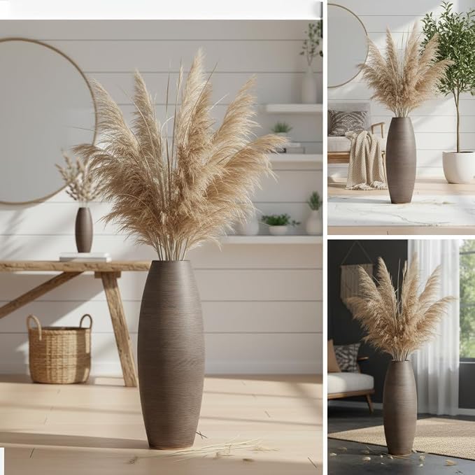 Tall Ceramic Floor Vase-23.6 inches (60cm) Vintage Ceramic Sturdy Home Decor Floor Textured Tall Vases for Living Room Entryway Decor