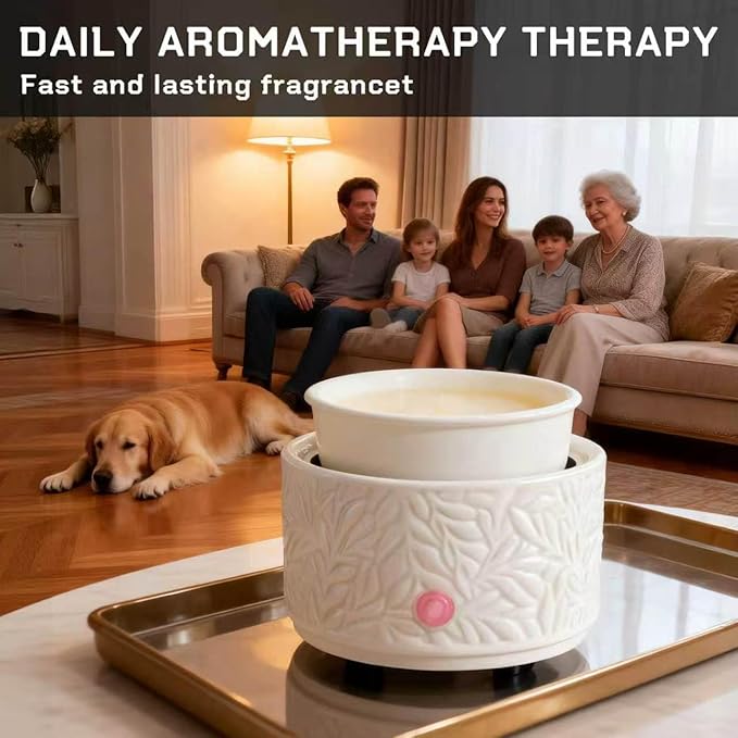 Wax Melt Warmer 3-in-1 Electric, Ceramic Wax Burner for Scented Wax, Scented Wax Melter & Essential Oil Burner for Home Aromatherapy, White