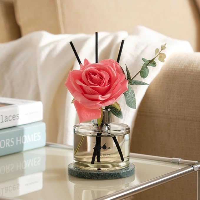 396 st. Rose Flower Reed Diffuser, Black Cherry, 200ml(6.7oz) / Reed Diffuser Sets, Home Fragrance, Scented Oils, Home & Bathroom Décor