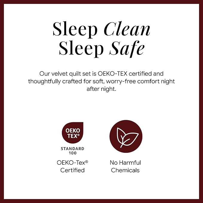 Tribeca Living Luxury Velvet Quilt King Size Set - 260GSM Ultra-Soft Oversized Velvet Bedspread Comforter Set with 2 Shams, in Florence Burgundy