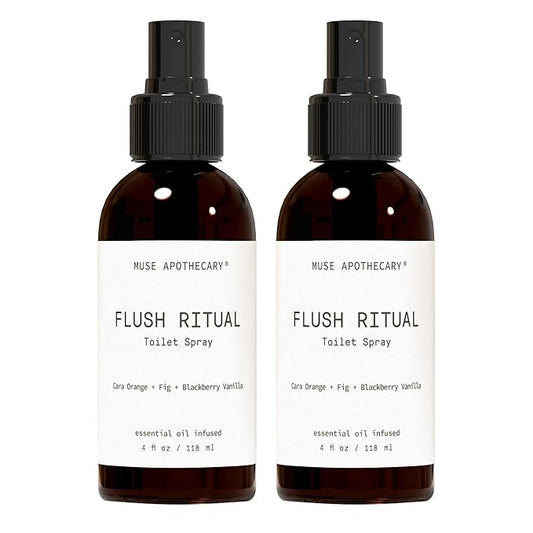Muse Apothecary Flush Ritual - Aromatic & Refreshing Toilet Spray, Use Before You Go, 4 oz, Infused with Natural Essential Oils - Cara Orange + Fig + Blackberry Vanilla, 2 Pack