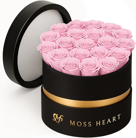 20 Mini Preserved Roses, Round Luxury Gift Box, Real Forever Roses Last 1+ Year, Premium Romantic Gift for Women, Wife, Girlfriend, Mother’s Day, Birthday, Anniversary, Valentine’s Day
