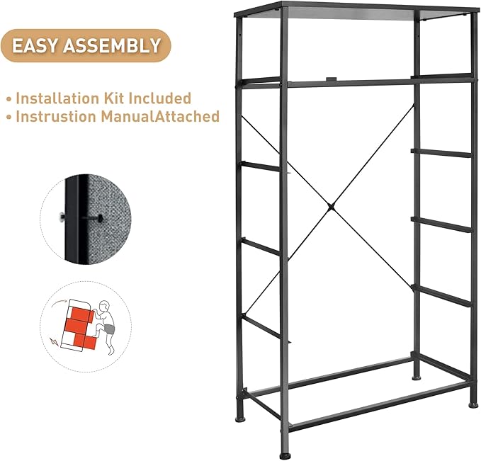 Mifuro Tall Dresser for Bedroom, Vertical Storage Organizer Tower with 6 Drawers, Chest of Drawers with Fabric Bins, Steel Frame, Wood Top for Bedroom, Closet, Entryway- Brown