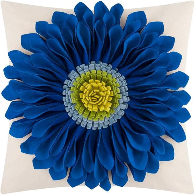 OiseauVoler Decorative Throw Pillow Case 3D Sunflowers Cushion Cover Handmade Canvas Pillowcase Home Sofa Car Bed Room Decor 18 x 18 Inch