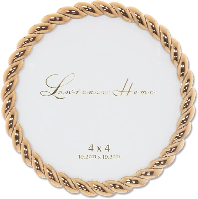 Lawrence Frames Rope Design Metal Frame, 4x4 Round, Gold