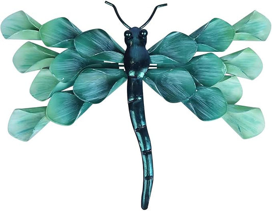 LIFFY Metal Dragonfly Wall Decor Handmade - Outdoor Metal Wall Art Decor for Patio Garden Fence Living Room, Bedroom, Dragonfly Gifts