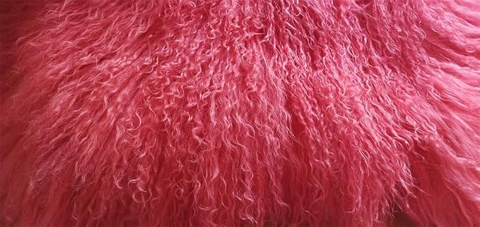 Real Tibetan Mongolian Lamb Sheepskin Wool Fur Super Soft Plush Leather Pillowcase Cushion Cover,Watermelon Red,16x16inch