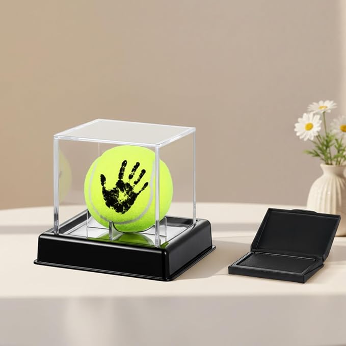 Soulchen Baby Tennis Ball Hand and Footprints Kit with Ink Pad - Newborn Footprint Keepsake for Baby Shower Favors, New Dad Gifts, Rookie of The Year First Birthday Present