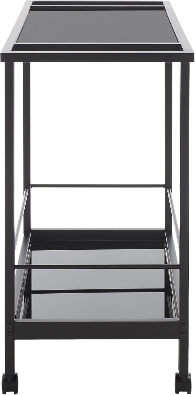 Safavieh Home Collection Gaelle Matte Black/Black 2-Tier Bar Cart with Handle