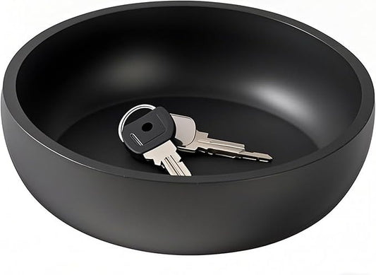 Aotea Crafts - 7.9" Large Concrete Key Bowl for Entryway Table Decor - Modern Industrial & Minimalist Decorative Key Holder Bowl for Keys- Charcoal Black- Smooth Texture - Sealed & Durable