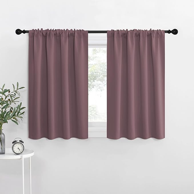 NICETOWN Blackout Curtains for Living Curtains, Dry Rose, 2 Panels, 29 by 30, Room Darkening Window Curtain Panels, Easy-Care Solid Thermal Insulated Draperies/Drapes for Daughter Room