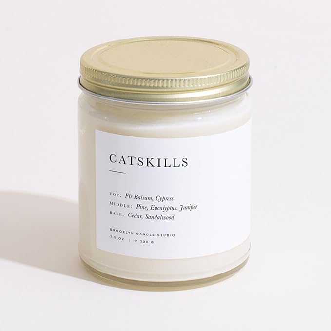 Brooklyn Candle Studio Catskills Jar Candle - Luxury Scented Candle, Vegan Soy Wax, Hand Poured in The USA, 50 Hour Slow Burn Time - 7.5oz