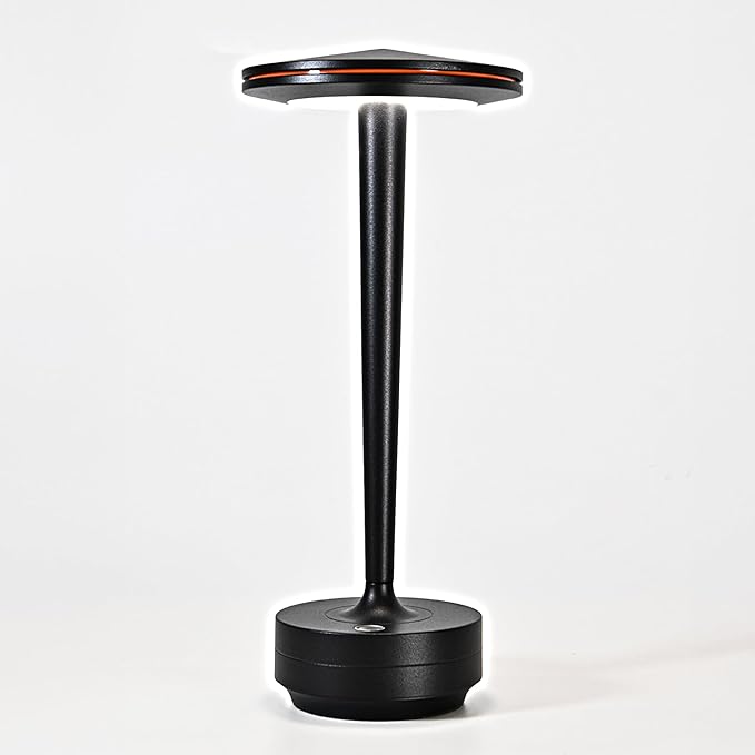 Cordless Table Lamps,6000mAh Rechargeable Battery,Portable LED Lamp with 60H Runtime,3 Color Modes&Stepless Dimming,Waterproof Metal Lamp for Patio,Restaurant Bedroom Dining Black